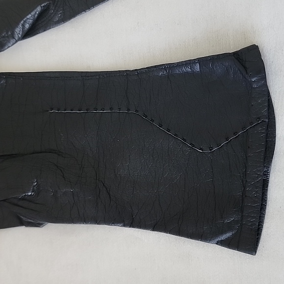 Vintage Black Soft Leather Gloves size 7 Half for arm - Picture 4 of 6